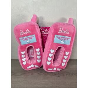 New! Barbie Fuzzy Cell Phone Slippers Size‎ Medium 6.5-7.5 Slip On Memory Foam